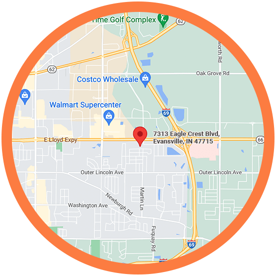 A map of Circle City ABA – Evansville located at: 7313 Eagle Crest Blvd, Evansville, IN 47715