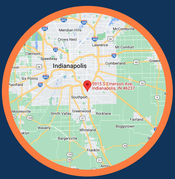 A map of Circle City ABA – Indianapolis South located at: 5915 South Emerson Avenue, Suite 100, Indianapolis, IN 46237
