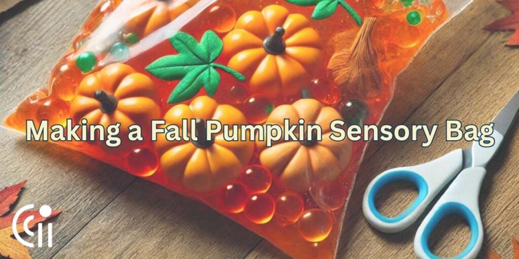 Making a Fall Pumpkin Sensory Bag